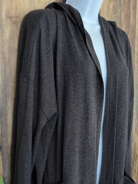 Green Envelope LA Open-Front Charcoal Gray Hooded Cardigan 2X         W243